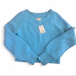 NWT adorable blue off the shoulder sweater Size M